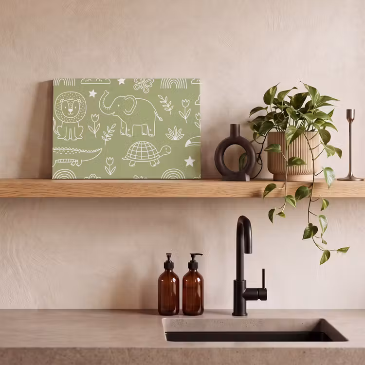 Canvas schilderij - Dieren - Patroon - Illustratie - Natuur - Groen — 2