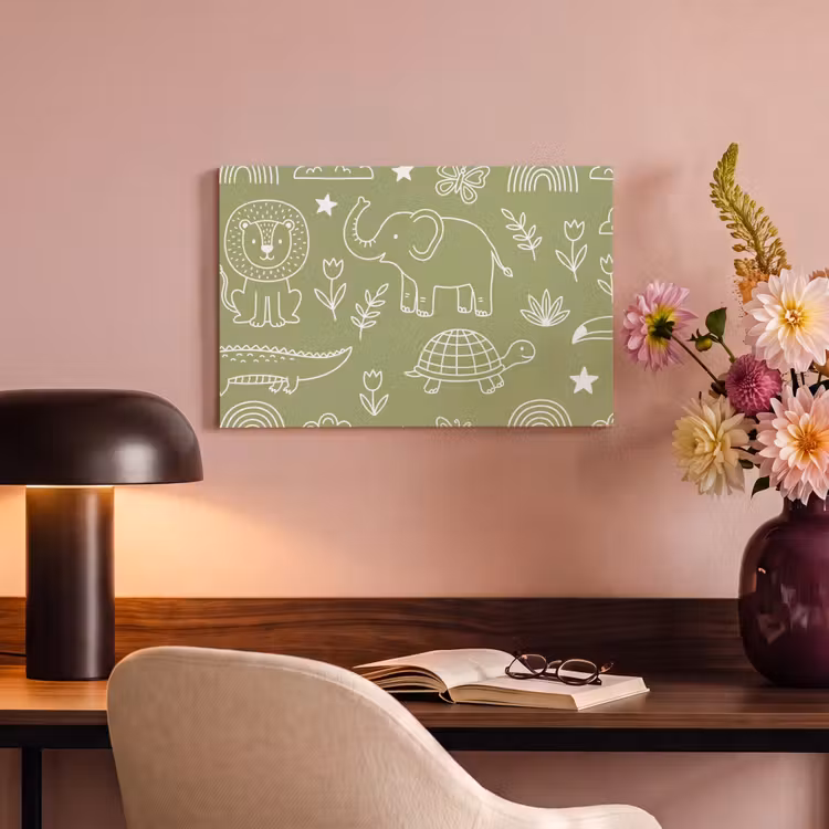 Canvas schilderij - Dieren - Patroon - Illustratie - Natuur - Groen — 3
