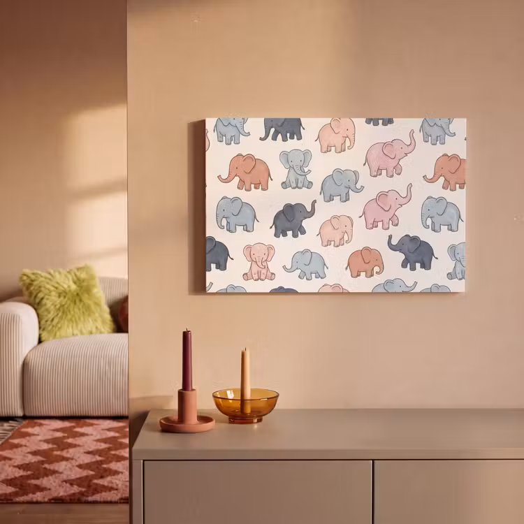 Canvas schilderij - Dieren - Patroon - Kinderkamer - Pastel - Speels — 1