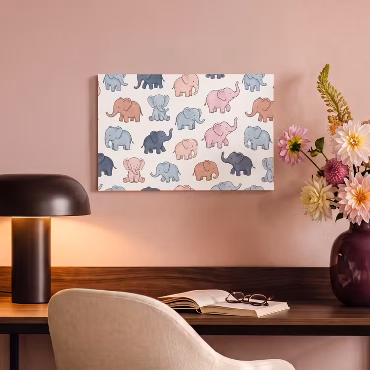 Canvas schilderij - Dieren - Patroon - Kinderkamer - Pastel - Speels — 3