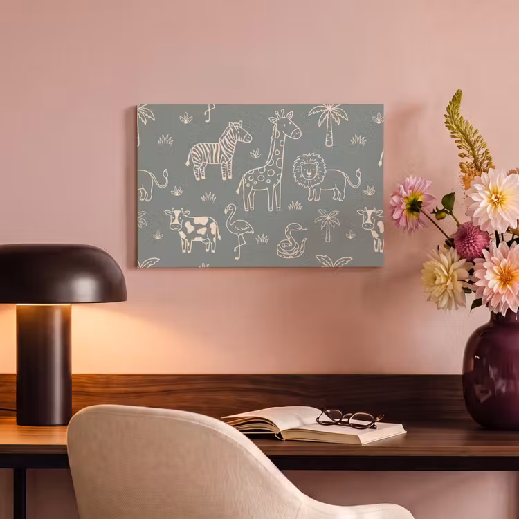 Canvas schilderij - Dieren - Safari - Patroon - Illustratie - Groen — 3