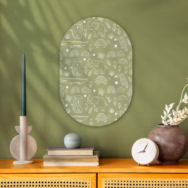 Muurovaal - Dieren - Patroon - Illustratie - Natuur - Groen — 2