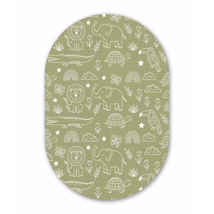 Muurovaal - Dieren - Patroon - Illustratie - Natuur - Groen — 3