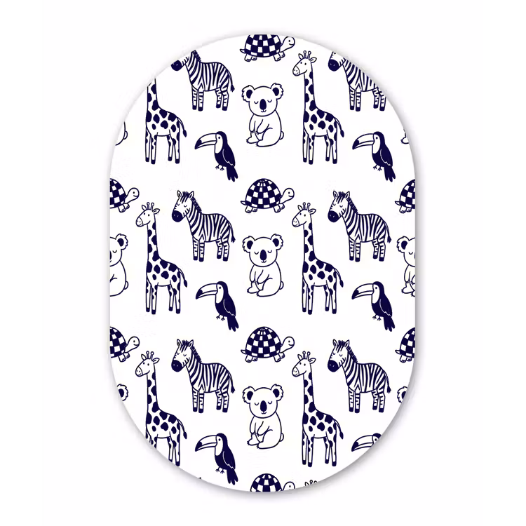 Muurovaal - Dieren - Patroon - Kinderkamer - Grafisch - Wit-Blauw — 3