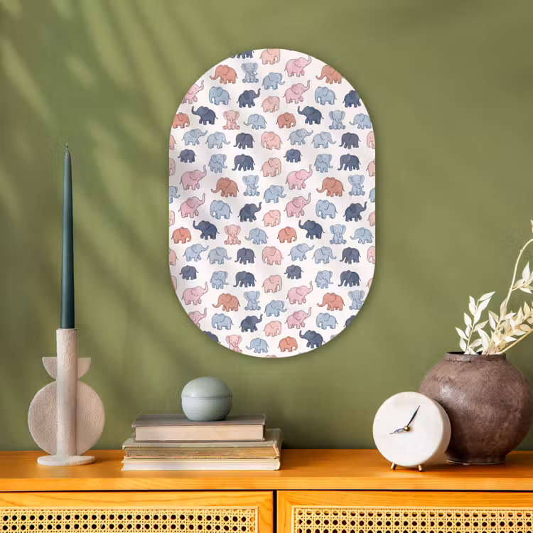 Muurovaal - Dieren - Patroon - Kinderkamer - Pastel - Speels — 1