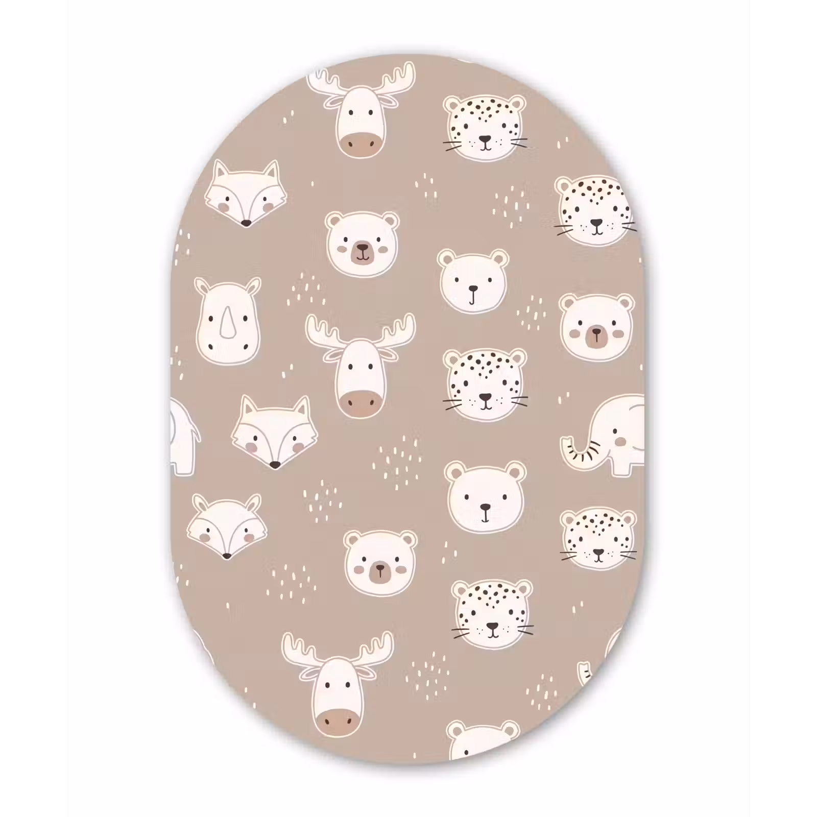 Muurovaal glas - Dieren - Patroon - Illustratie - Modern - Beige — 1