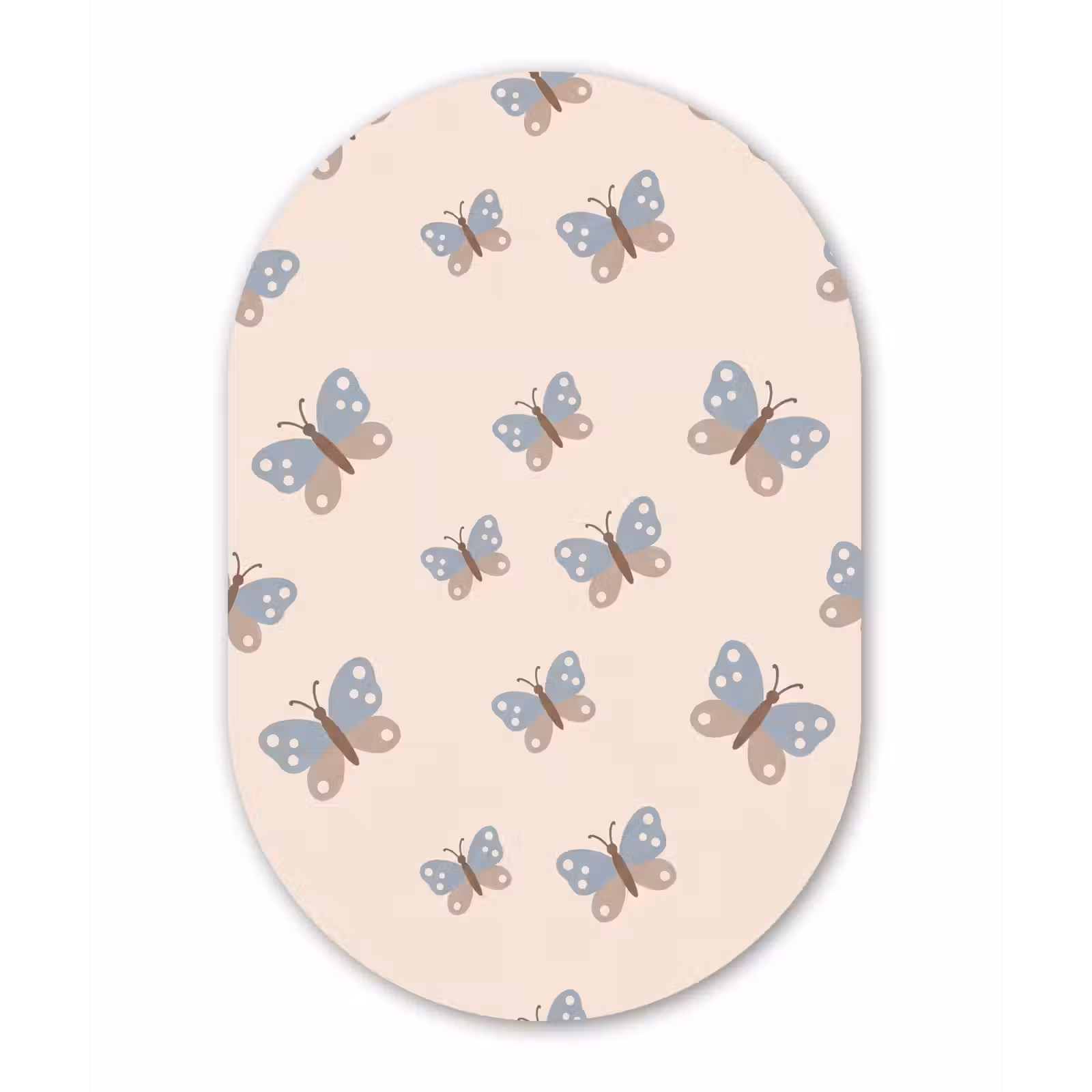 Muurovaal glas - Insect - Vlinderpatroon - Abstract - Blauw - Beige — 1