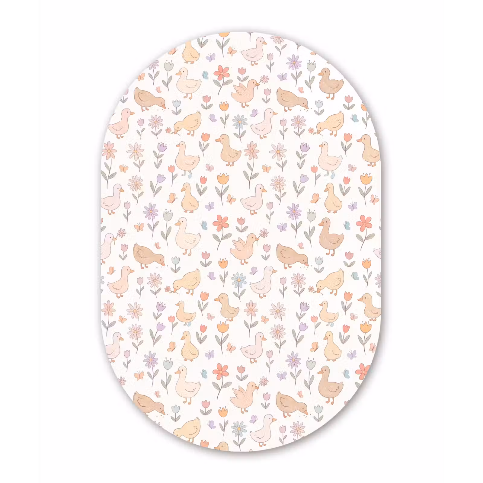 Muurovaal glas - Vogel - Bloemen - Patroon - Pastel - Dieren — 1