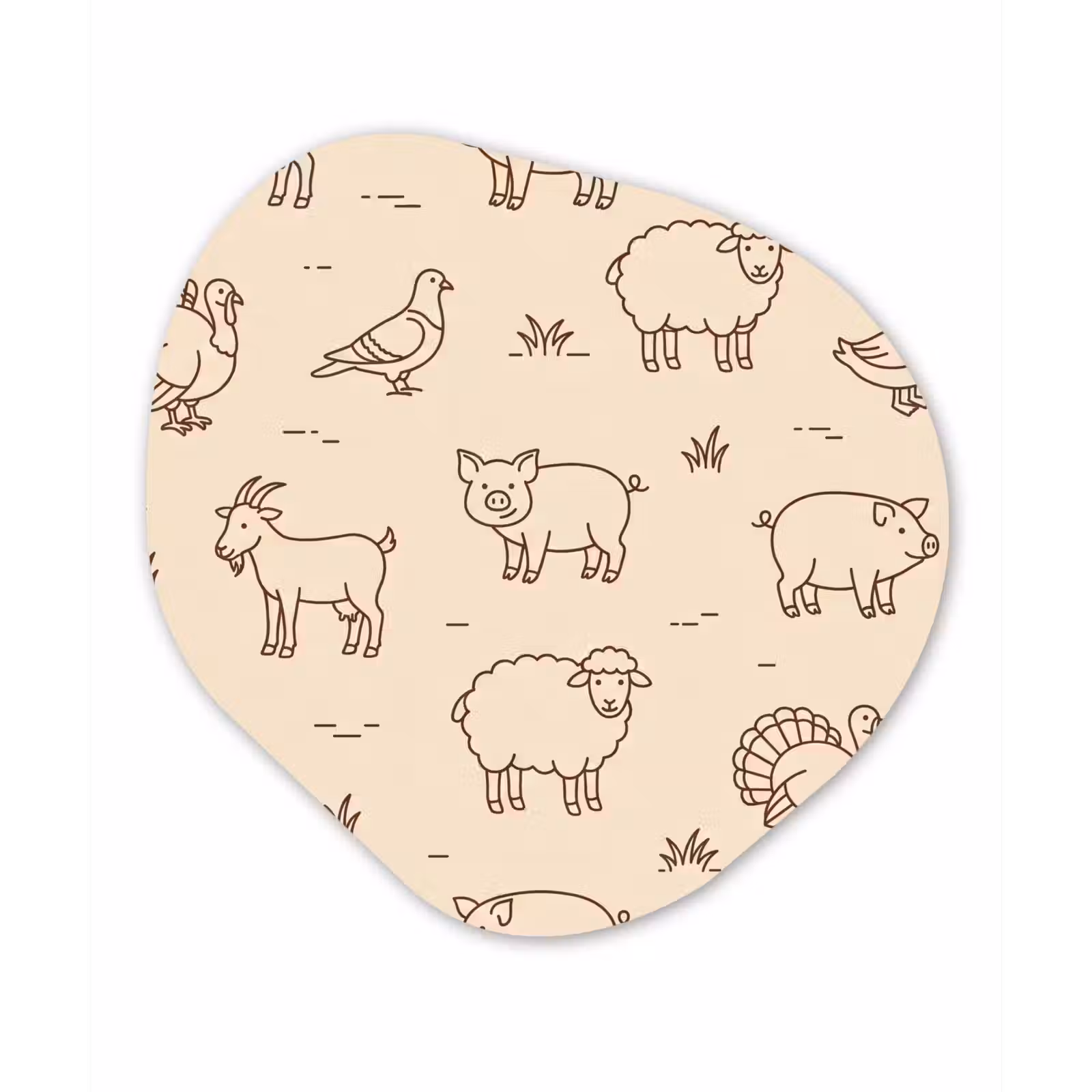 Organisch schilderij glas - Dieren - Patroon - Boerderij - Minimalistisch - Beige — 1