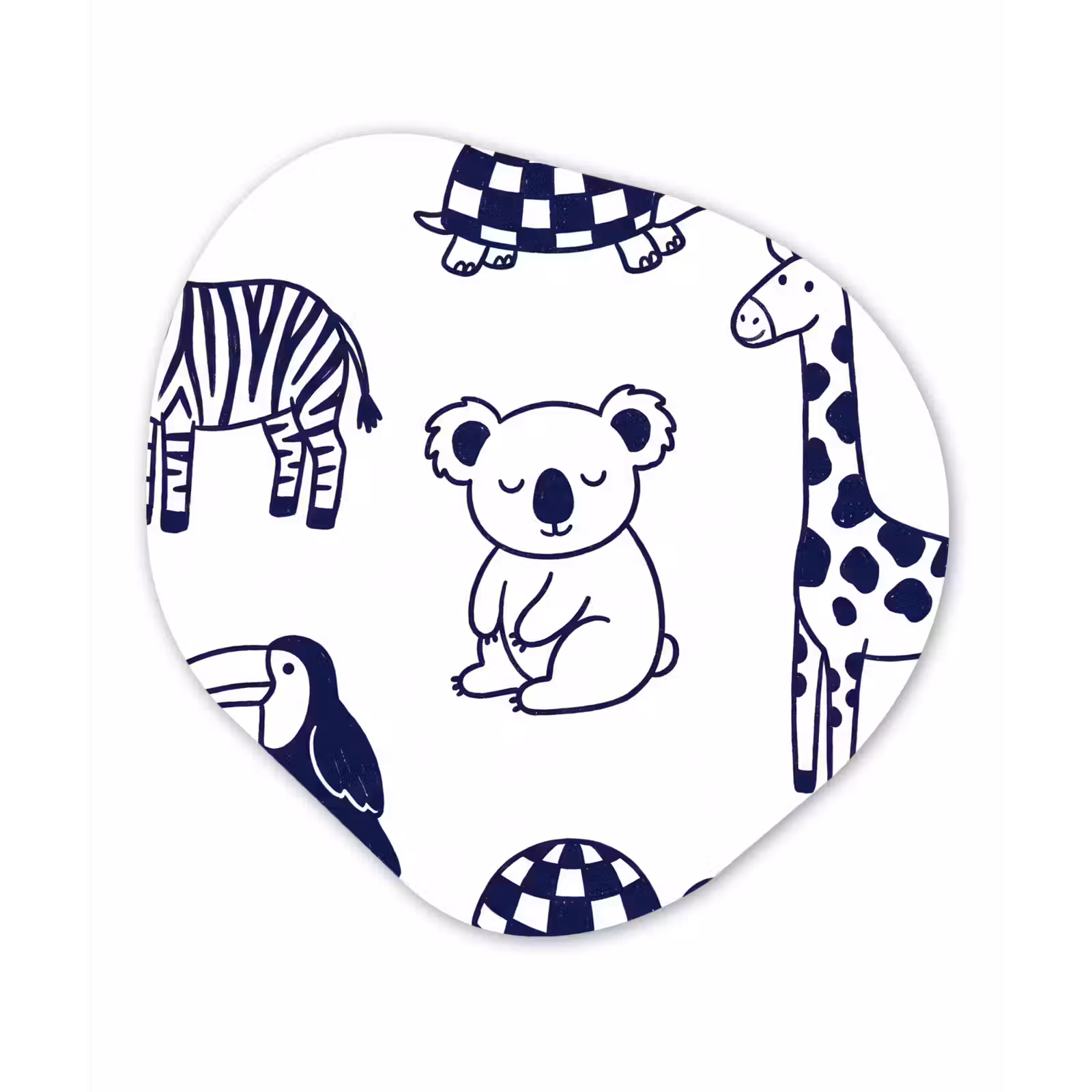 Organisch schilderij glas - Dieren - Patroon - Kinderkamer - Grafisch - Wit-Blauw — 1