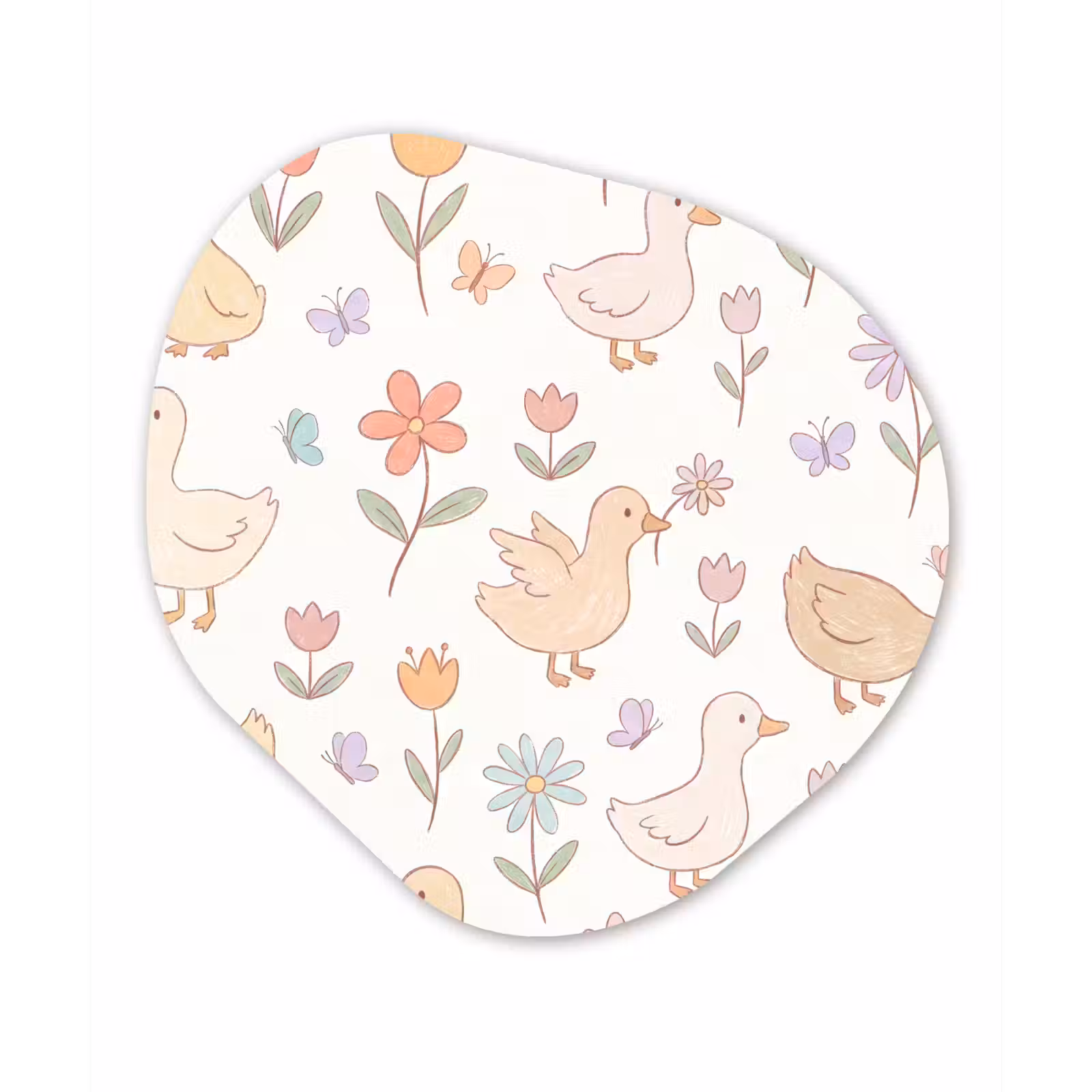Organisch schilderij glas - Vogel - Bloemen - Patroon - Pastel - Dieren — 1