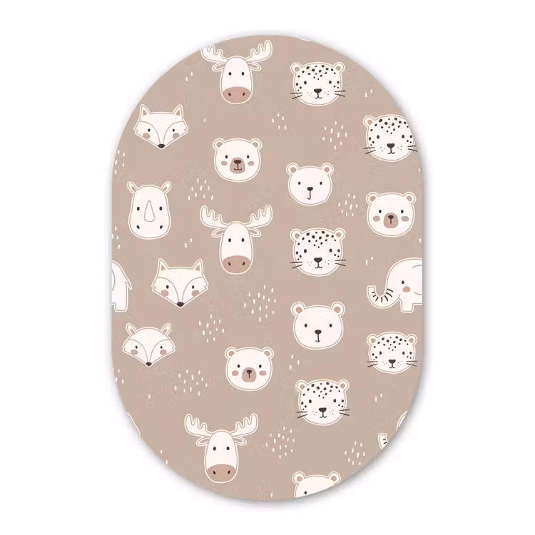 Muurovaal glas - Dieren - Patroon - Illustratie - Modern - Beige — 1
