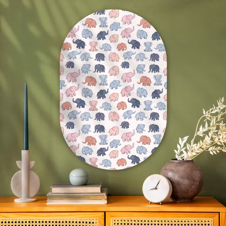 Muurovaal glas - Dieren - Patroon - Kinderkamer - Pastel - Speels — 2