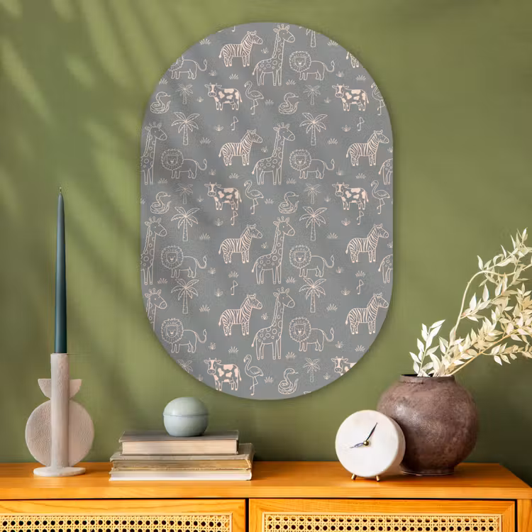 Muurovaal glas - Dieren - Safari - Patroon - Illustratie - Groen — 2