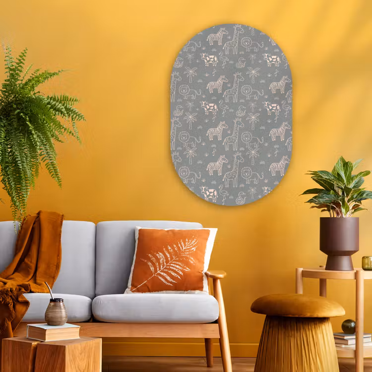 Muurovaal glas - Dieren - Safari - Patroon - Illustratie - Groen — 3