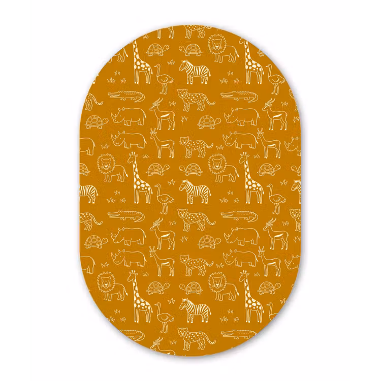 Muurovaal glas - Dieren - Safari - Patroon - Kinderlijk - Oker — 1