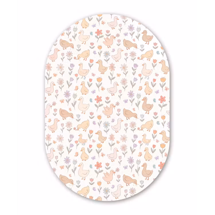 Muurovaal glas - Vogel - Bloemen - Patroon - Pastel - Dieren — 1