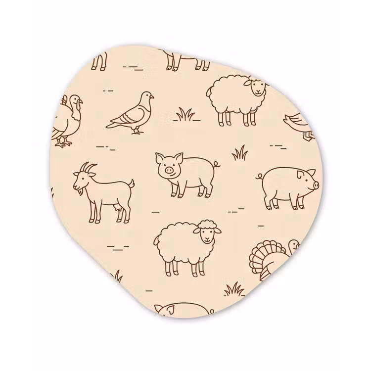 Organisch schilderij glas - Dieren - Patroon - Boerderij - Minimalistisch - Beige — 1
