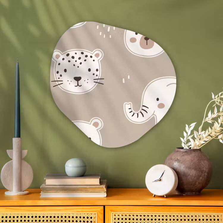 Organisch schilderij glas - Dieren - Patroon - Illustratie - Modern - Beige — 2