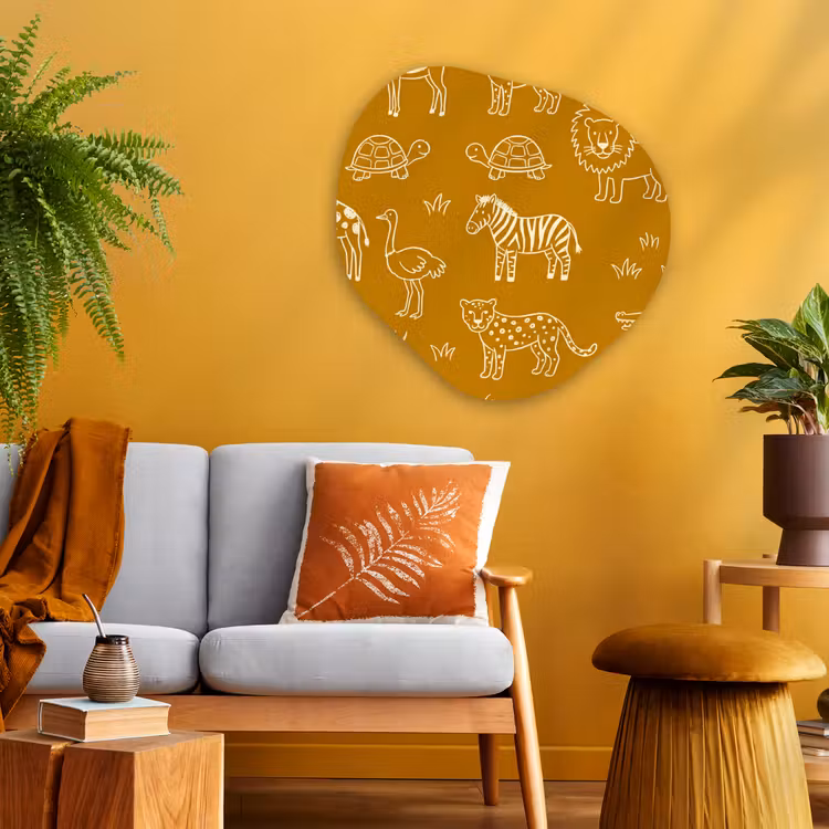 Organisch schilderij glas - Dieren - Safari - Patroon - Kinderlijk - Oker — 3