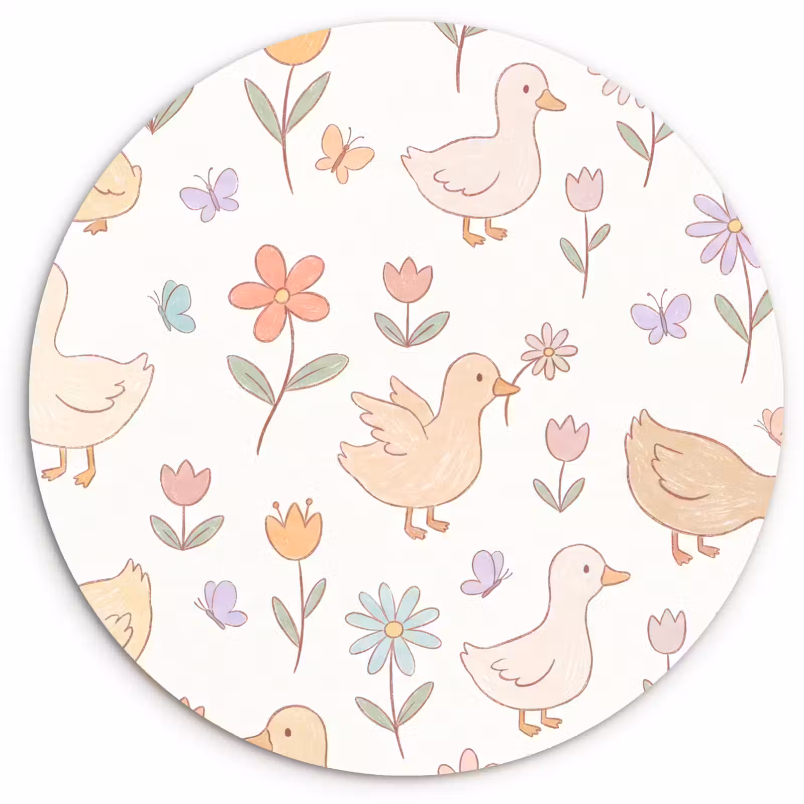 Muurcirkel - Vogel - Bloemen - Patroon - Pastel - Dieren — 1