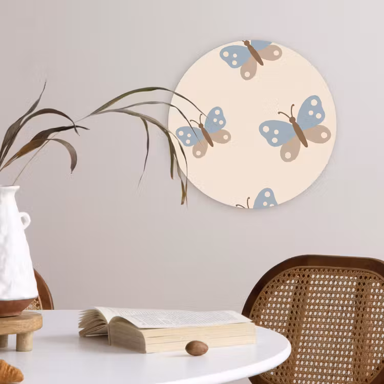 Muurcirkel - Insect - Vlinderpatroon - Abstract - Blauw - Beige — 4
