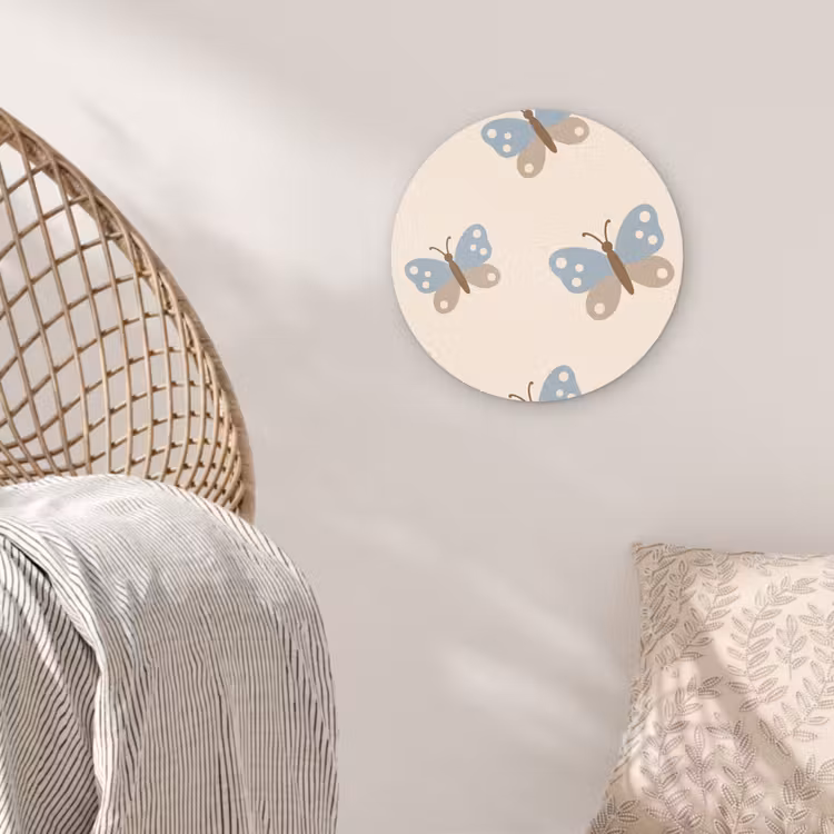 Muurcirkel - Insect - Vlinderpatroon - Abstract - Blauw - Beige — 5