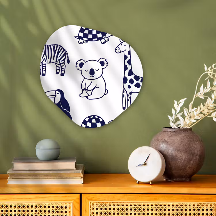 Organisch schilderij forex - Dieren - Patroon - Kinderkamer - Grafisch - Wit-Blauw — 2