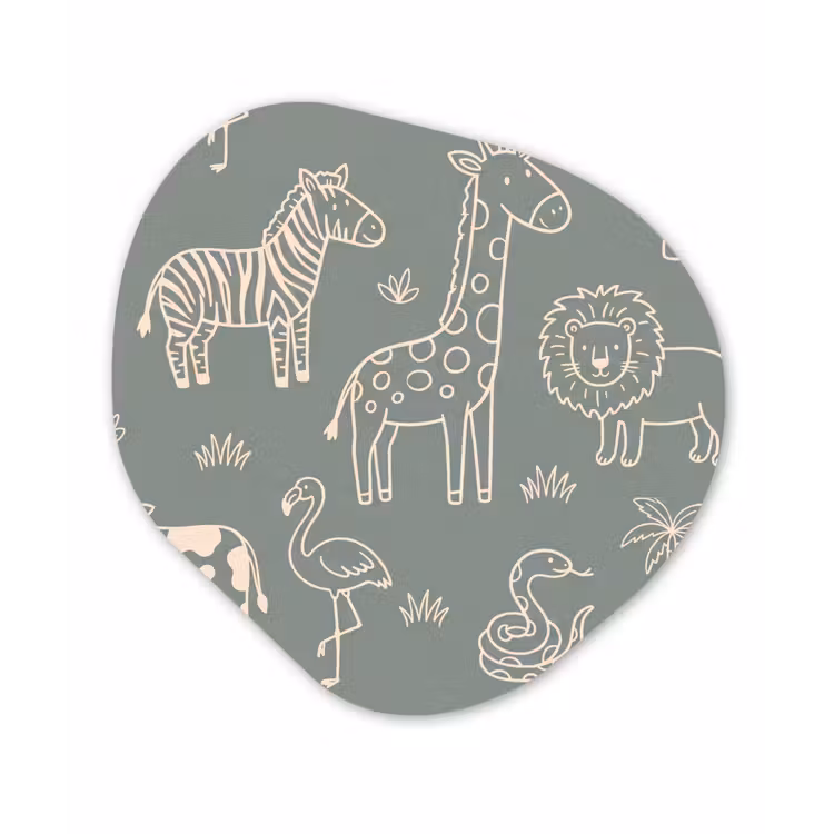 Organisch schilderij aluminium - Dieren - Safari - Patroon - Illustratie - Groen — 1