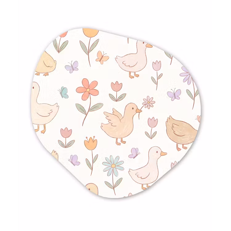 Organisch schilderij aluminium - Vogel - Bloemen - Patroon - Pastel - Dieren — 1