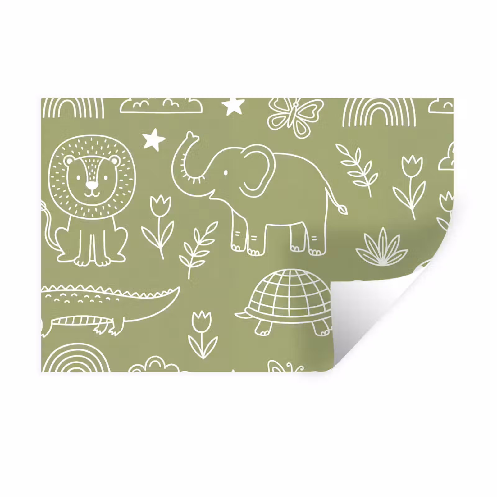 Muursticker - Dieren - Patroon - Illustratie - Natuur - Groen — 1
