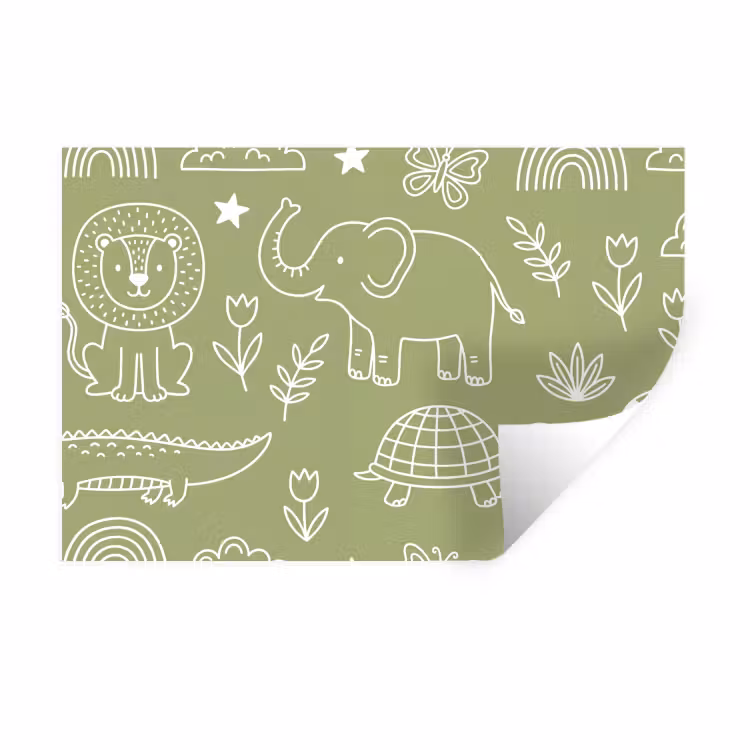 Muursticker - Dieren - Patroon - Illustratie - Natuur - Groen — 1