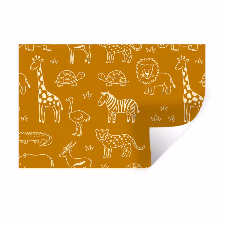 Muursticker - Dieren - Safari - Patroon - Kinderlijk - Oker — 1