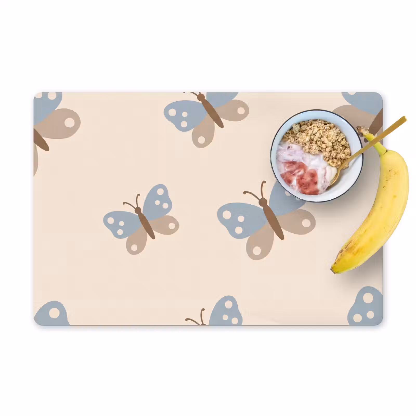 Placemat - 6 stuks - Insect - Vlinderpatroon - Abstract - Blauw - Beige — 1