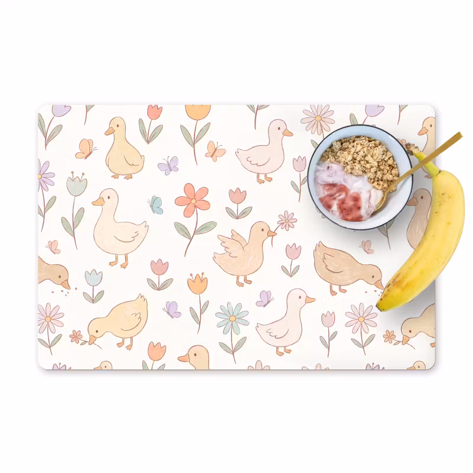 Placemat - 6 stuks - Vogel - Bloemen - Patroon - Pastel - Dieren — 1