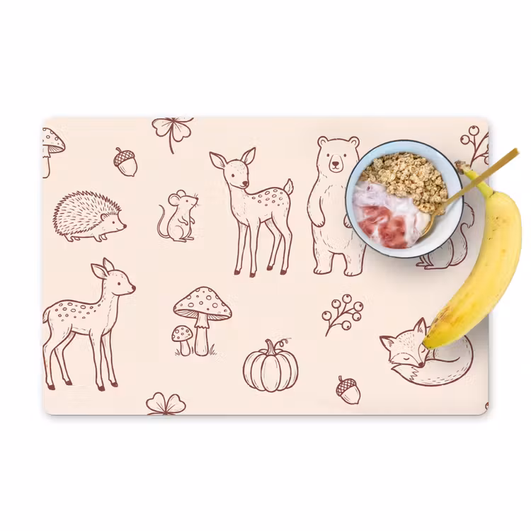 Placemat - 6 stuks - Dieren - Bos - Natuur - Schets - Patroon — 1