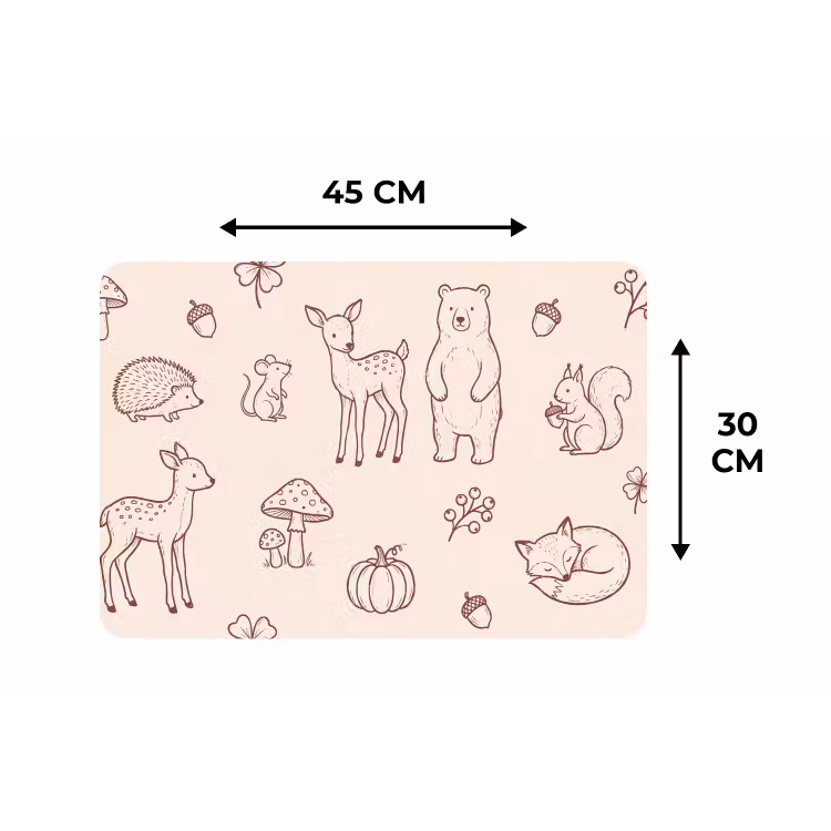 Placemat - 6 stuks - Dieren - Bos - Natuur - Schets - Patroon — 3
