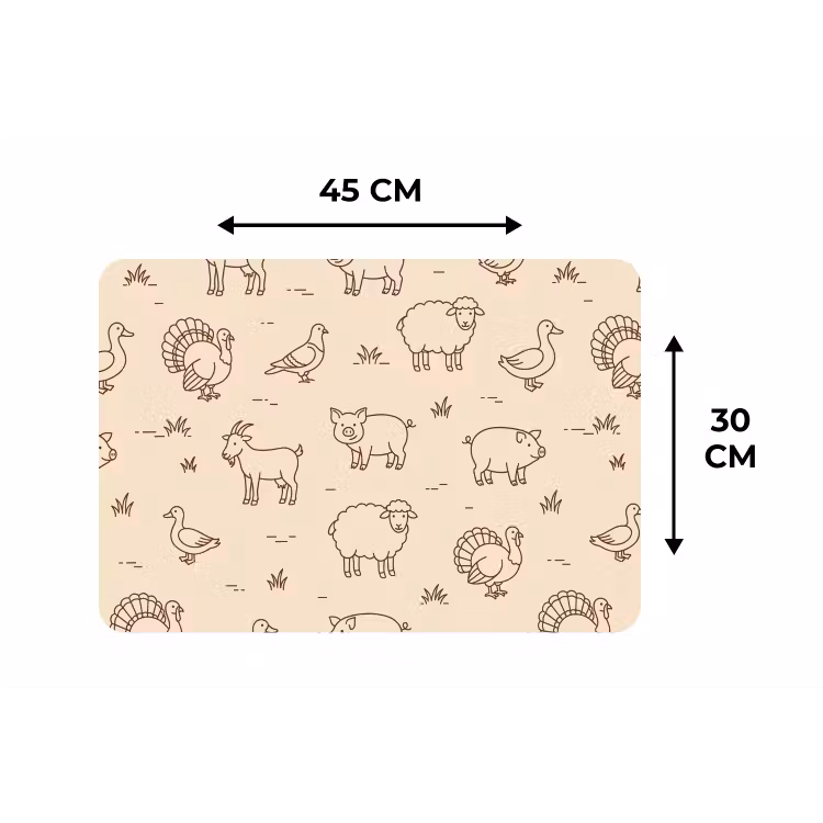 Placemat - 6 stuks - Dieren - Patroon - Boerderij - Minimalistisch - Beige — 3