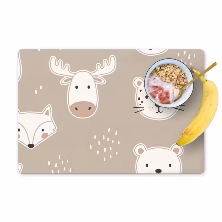 Placemat - 6 stuks - Dieren - Patroon - Illustratie - Modern - Beige — 1