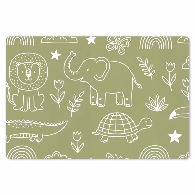 Placemat - 6 stuks - Dieren - Patroon - Illustratie - Natuur - Groen — 7