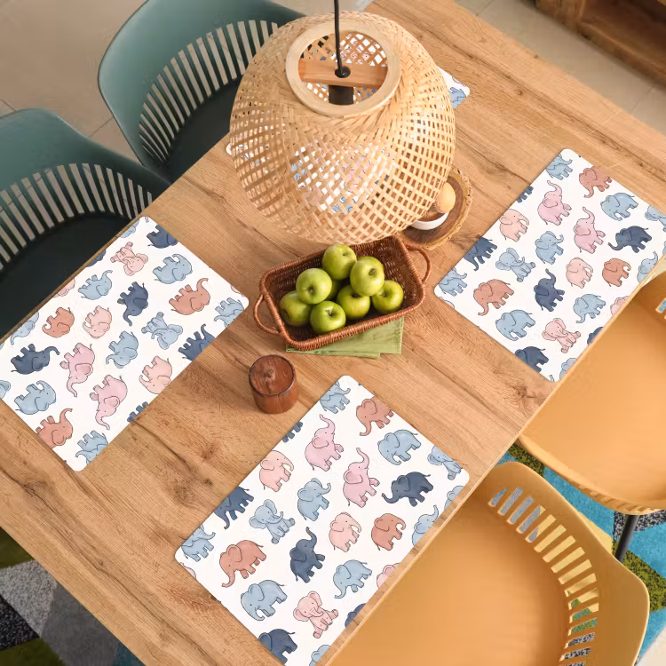 Placemat - 6 stuks - Dieren - Patroon - Kinderkamer - Pastel - Speels — 6