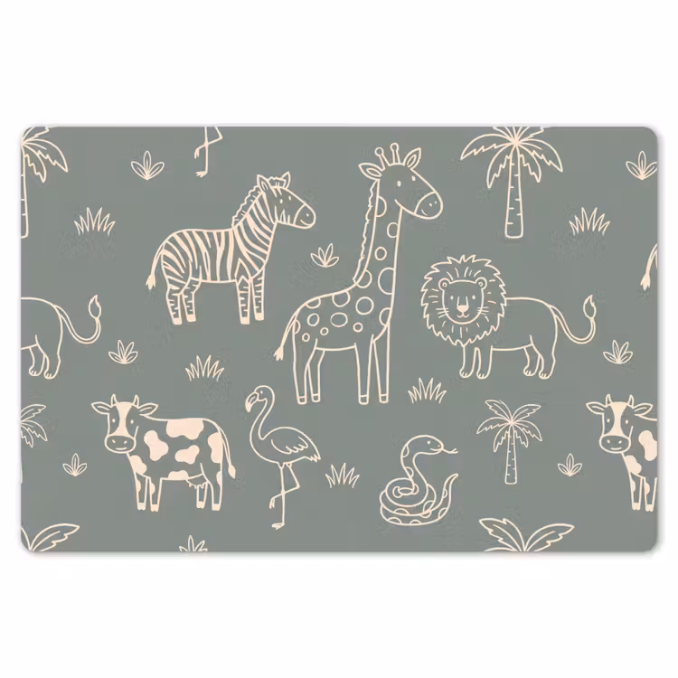 Placemat - 6 stuks - Dieren - Safari - Patroon - Illustratie - Groen — 7