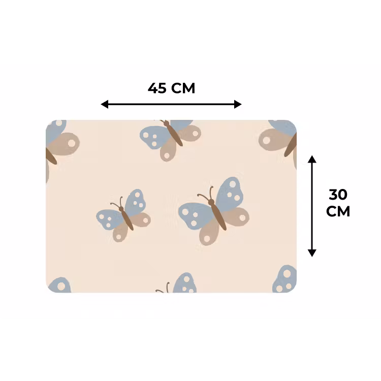 Placemat - 6 stuks - Insect - Vlinderpatroon - Abstract - Blauw - Beige — 3