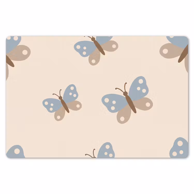 Placemat - 6 stuks - Insect - Vlinderpatroon - Abstract - Blauw - Beige — 7
