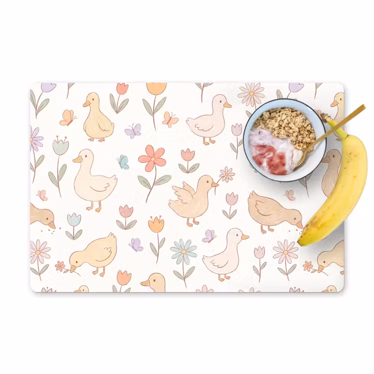 Placemat - 6 stuks - Vogel - Bloemen - Patroon - Pastel - Dieren — 1