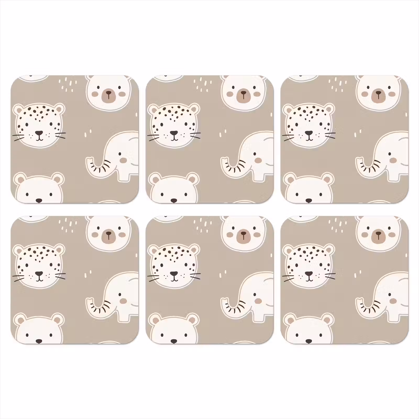 Onderzetter - Dieren - Patroon - Illustratie - Modern - Beige — 1