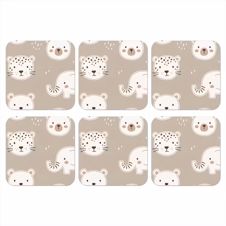 Onderzetter - Dieren - Patroon - Illustratie - Modern - Beige — 1
