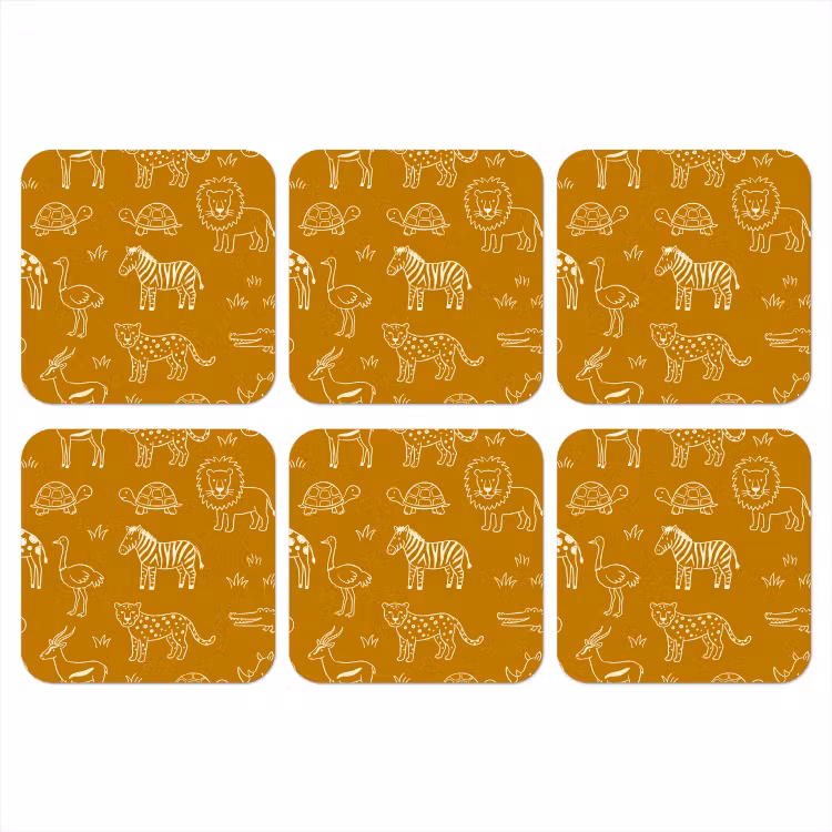 Onderzetter - Dieren - Safari - Patroon - Kinderlijk - Oker — 1