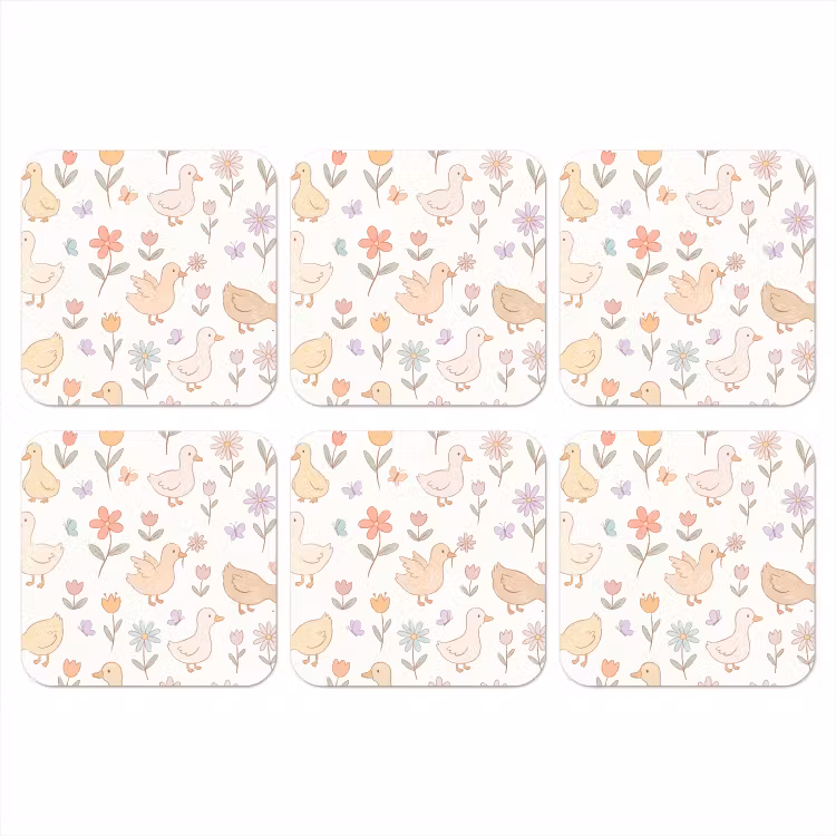 Onderzetter - Vogel - Bloemen - Patroon - Pastel - Dieren — 1