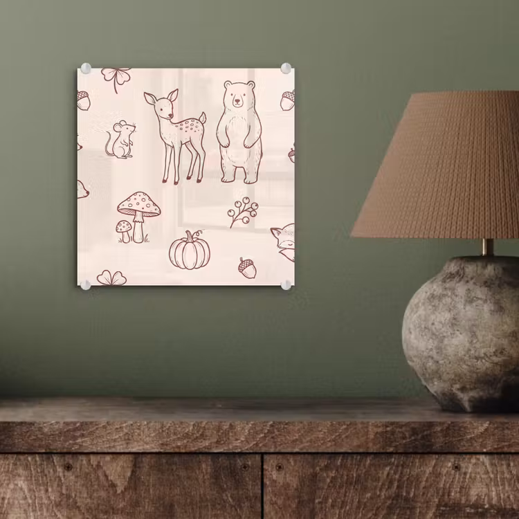 Glas schilderij - Dieren - Bos - Natuur - Schets - Patroon — 4